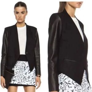 Helmut Lang Blazer w/ Leather Sleeves